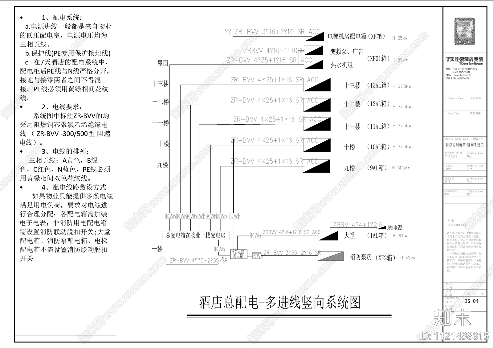 酒店电气工程设计施工图cad施工图下载【ID:1121498815】