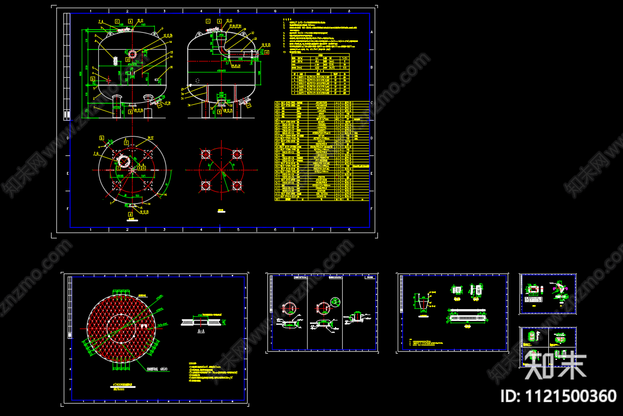 介质过滤器总图零部件图纸CADcad施工图下载【ID:1121500360】