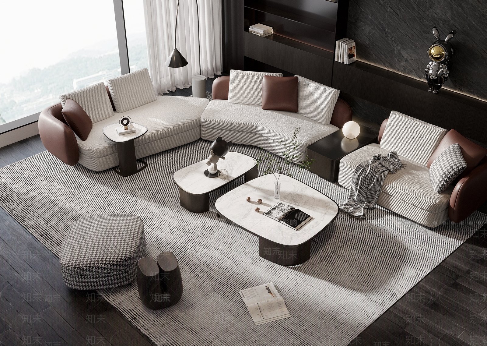现代沙发茶几组合3D模型下载【ID:1121500837】