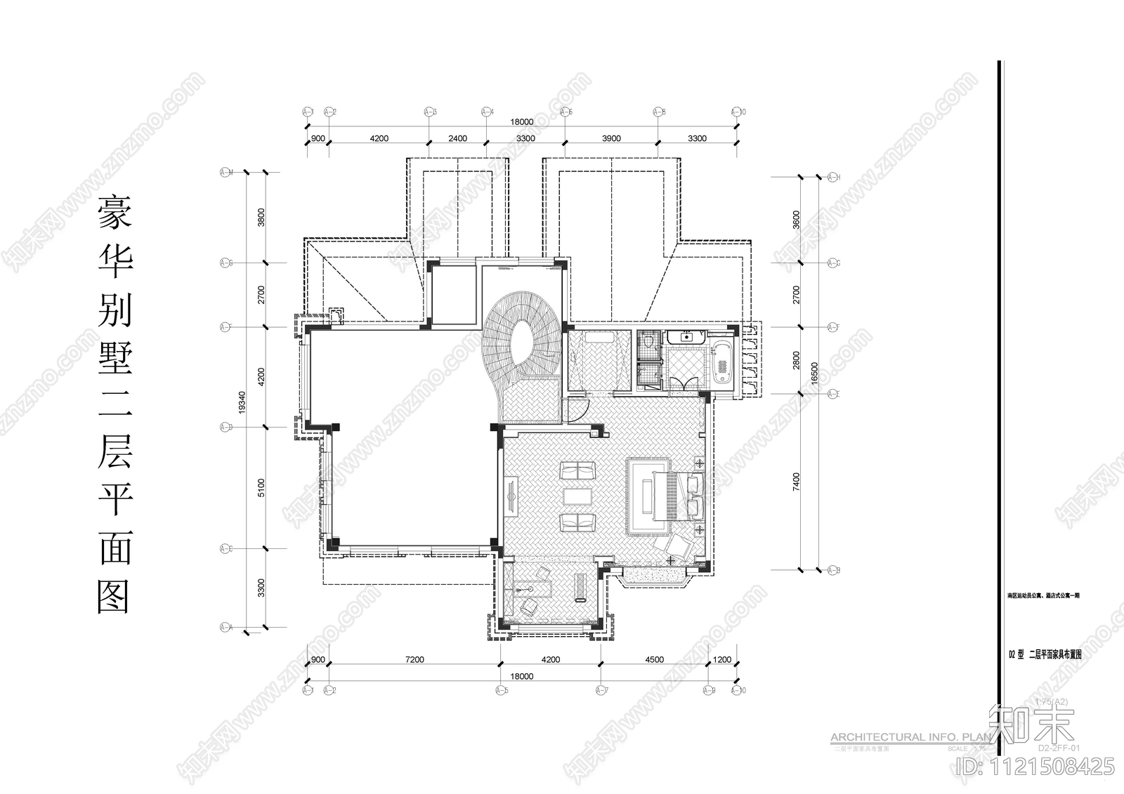 欧式古典豪华别墅平面施工图施工图下载【ID:1121508425】