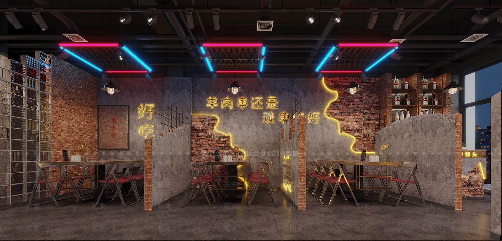 工业风烧烤店3D模型下载【ID:1121643533】