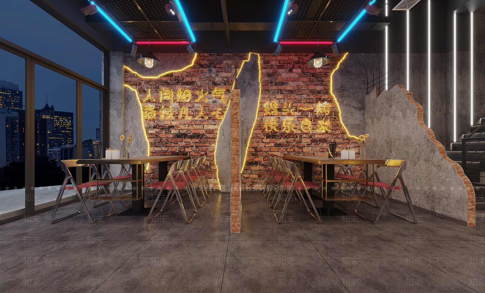 工业风烧烤店3D模型下载【ID:1121643533】