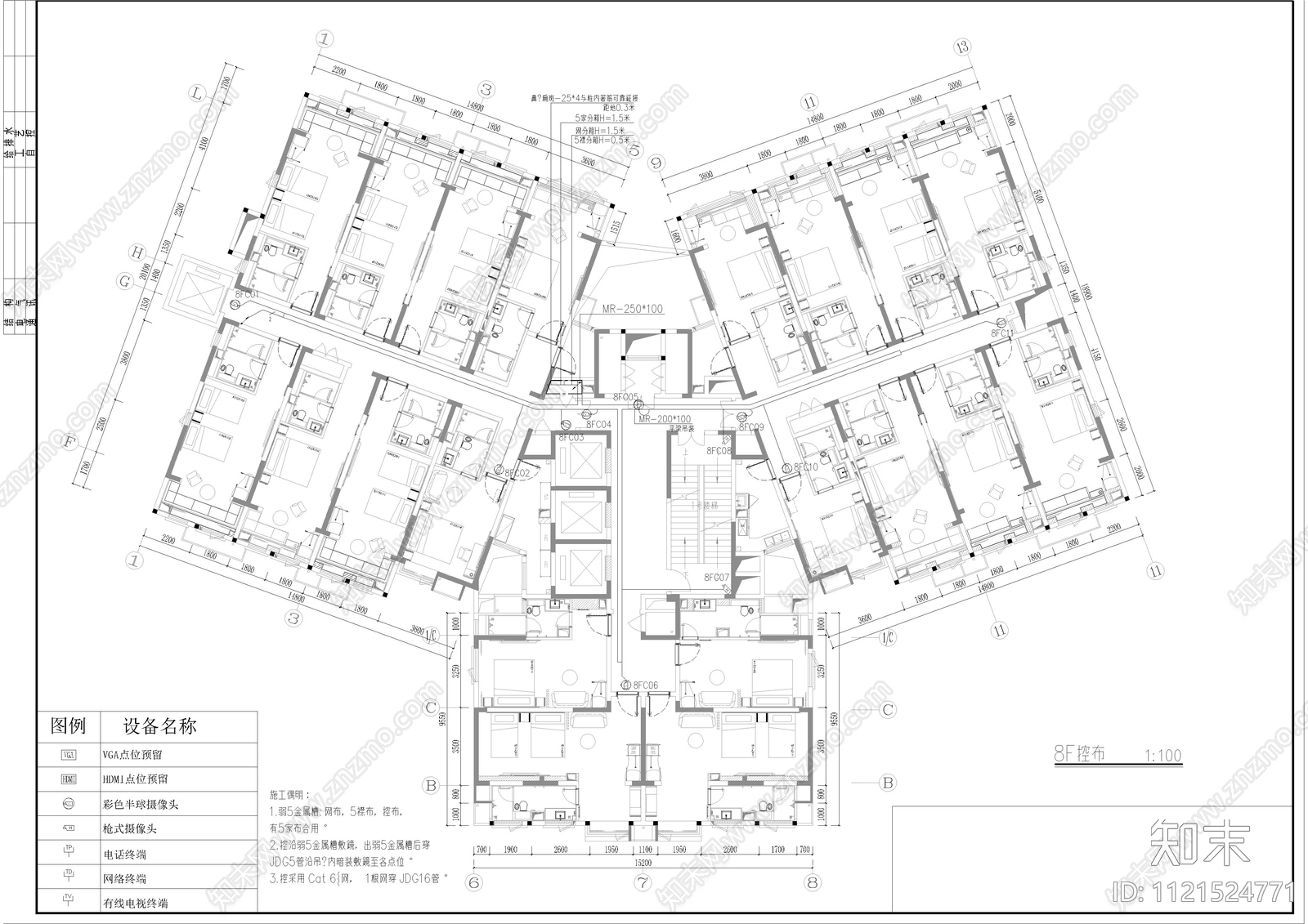 深圳宜必思酒店设计施工图cad施工图下载【ID:1121524771】