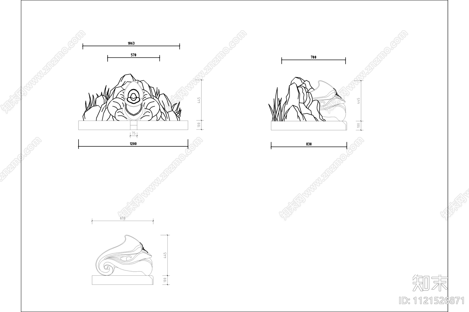 温泉出水口小品雕塑节点cad施工图下载【ID:1121526871】