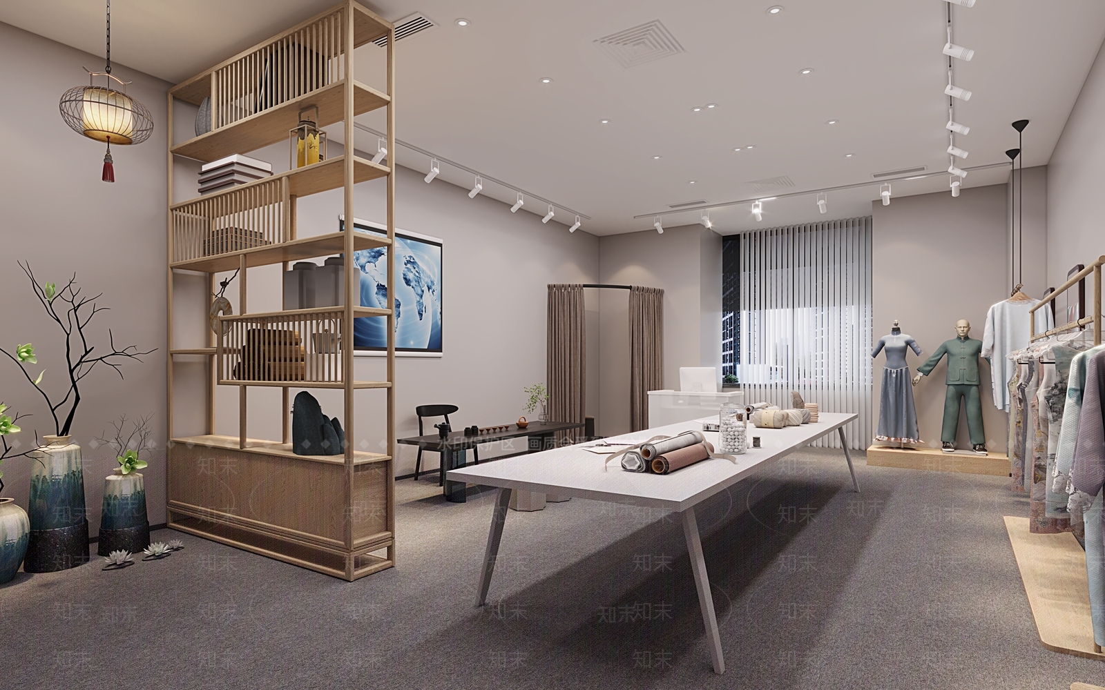 新中式古风衣服定制店3D模型下载【ID:1121528444】