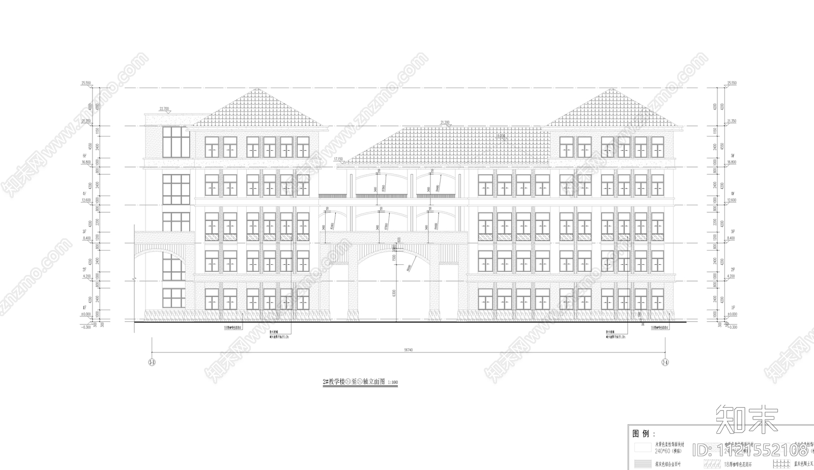 滨江中学教育建筑设计施工图cad施工图下载【ID:1121552108】