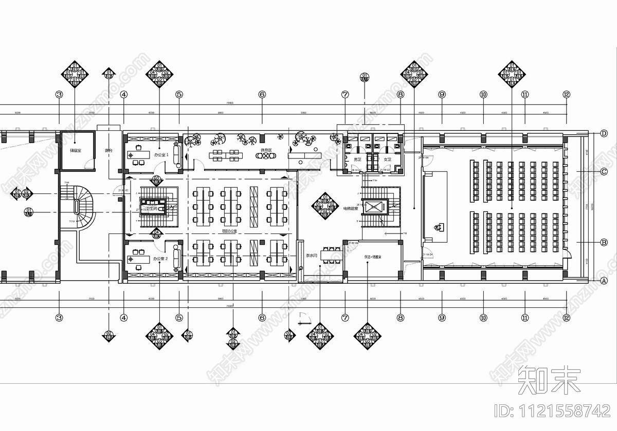 综合办公大楼设计CAD施工图cad施工图下载【ID:1121558742】