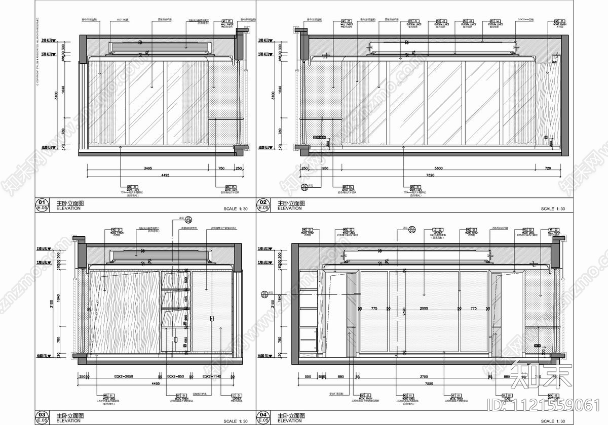 290㎡大平层样板房家装空间CAD施工图施工图下载【ID:1121559061】