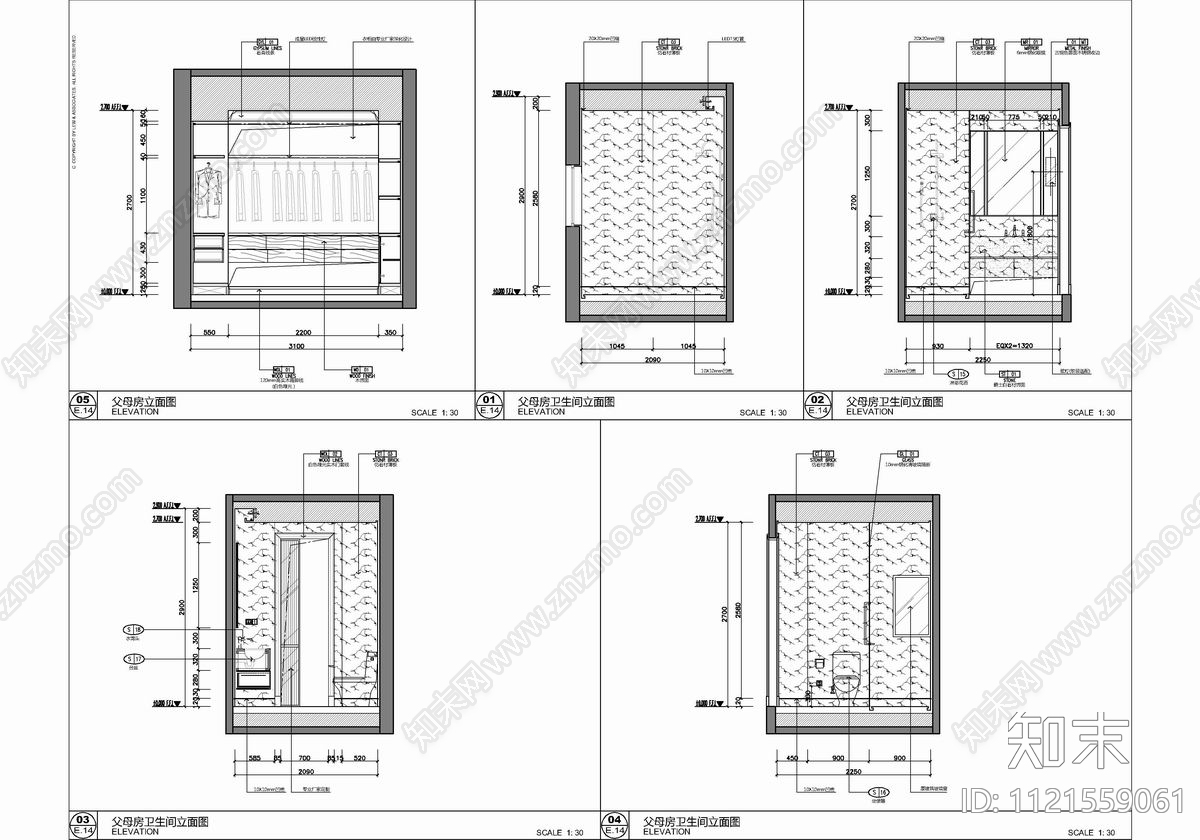 290㎡大平层样板房家装空间CAD施工图施工图下载【ID:1121559061】