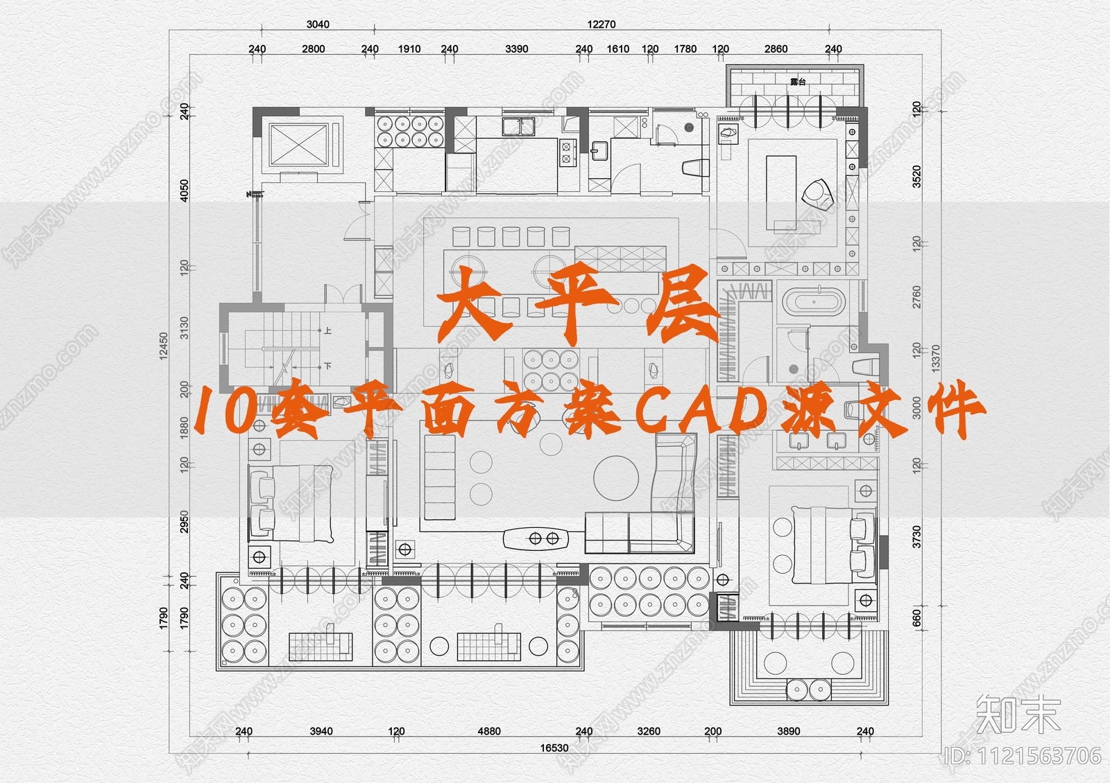 大平层10套平面方案CAD平面图cad施工图下载【ID:1121563706】