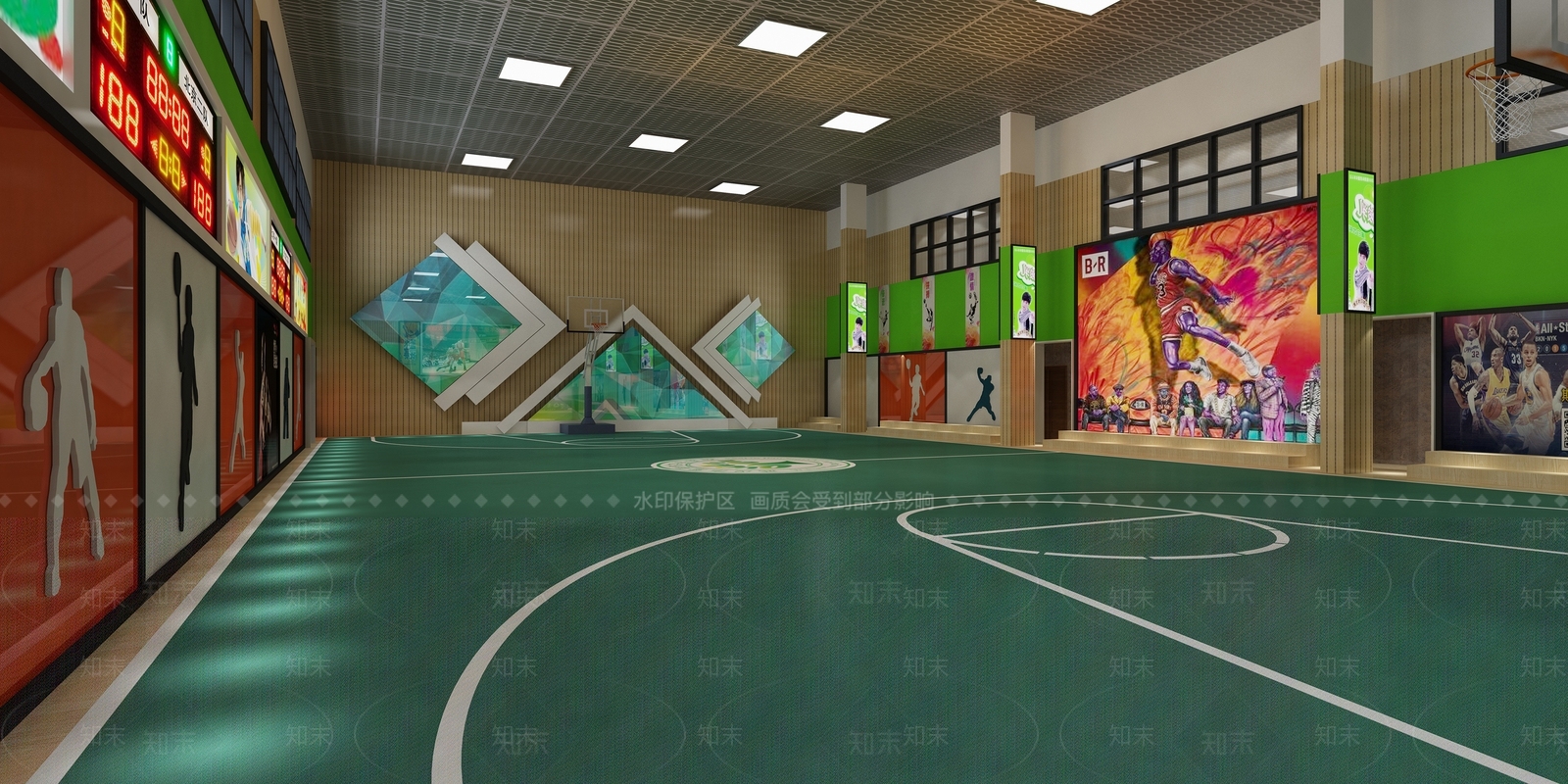 现代篮球场3D模型下载【ID:1121568401】