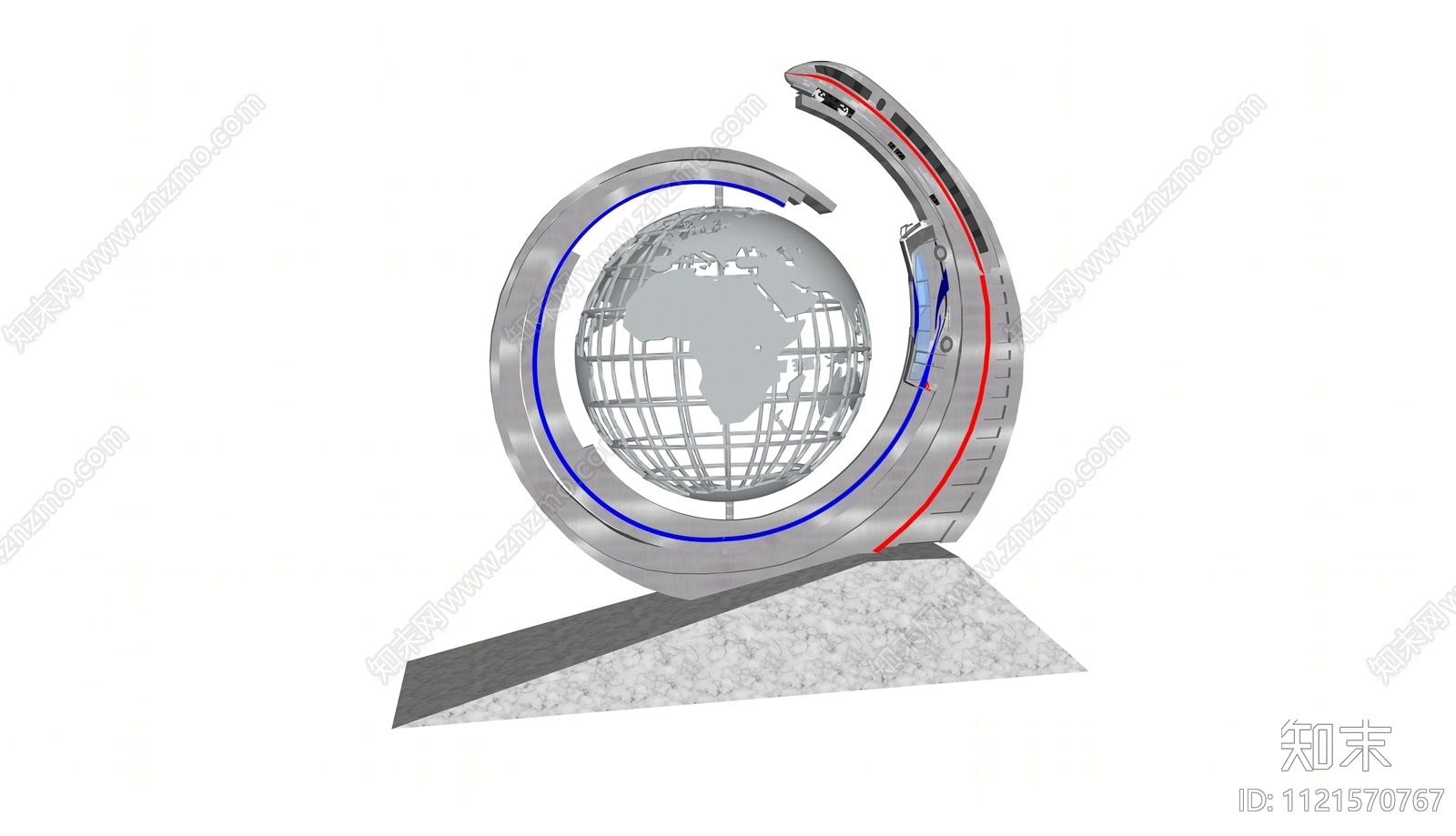 现代高铁主题雕塑小品SU模型下载【ID:1121570767】