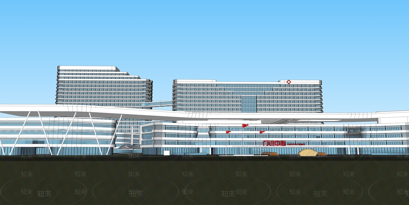 现代医疗建筑SU模型下载【ID:1121571095】