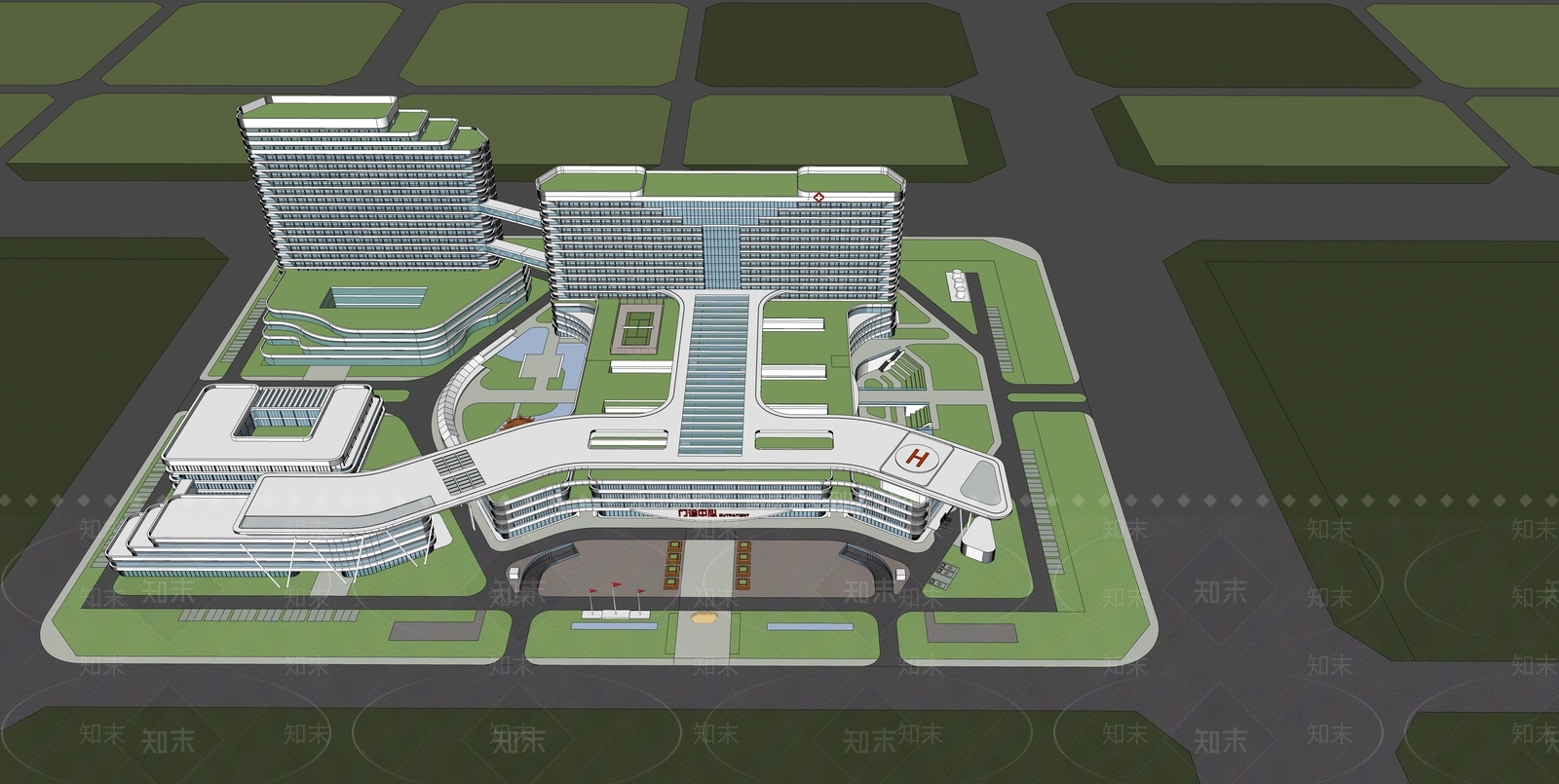 现代医疗建筑SU模型下载【ID:1121571095】