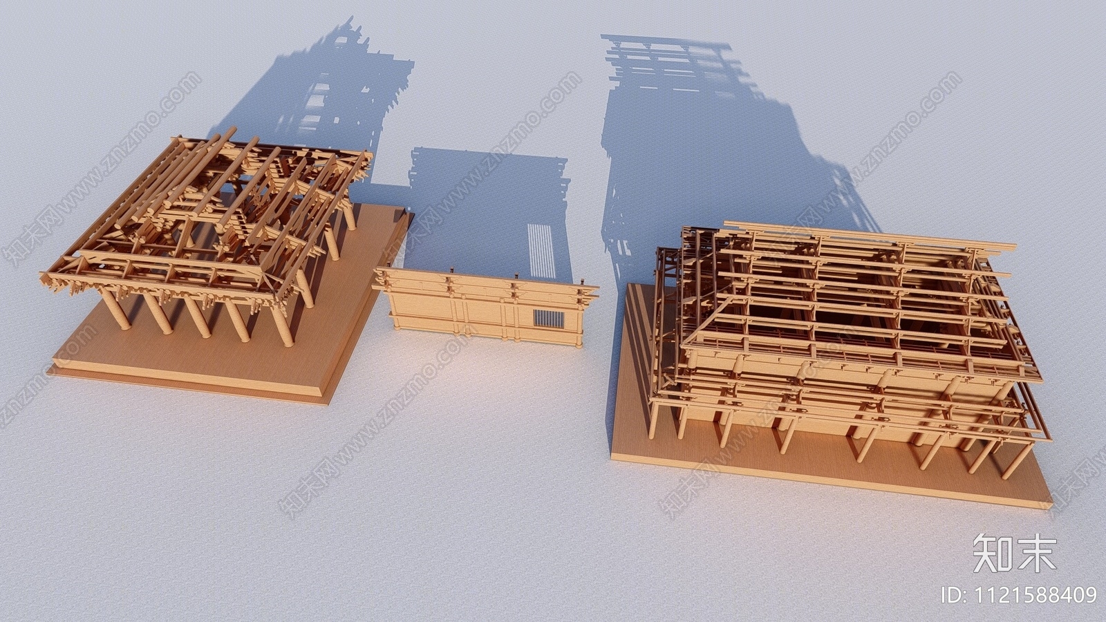 中式古建构件SU模型下载【ID:1121588409】