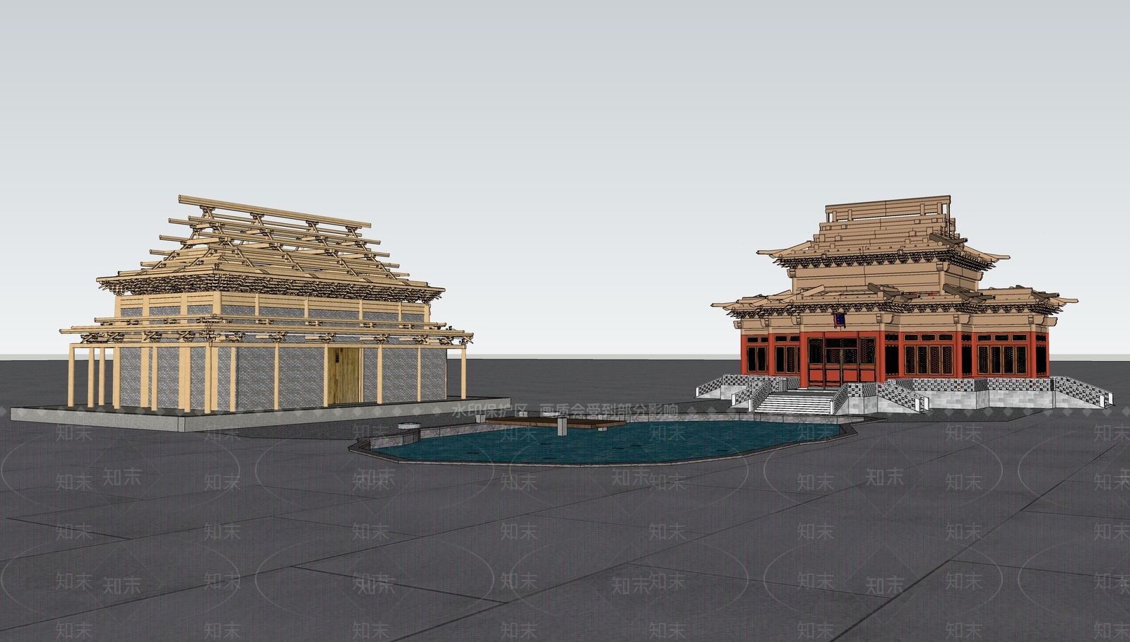 中式古建筑SU模型下载【ID:1121588735】