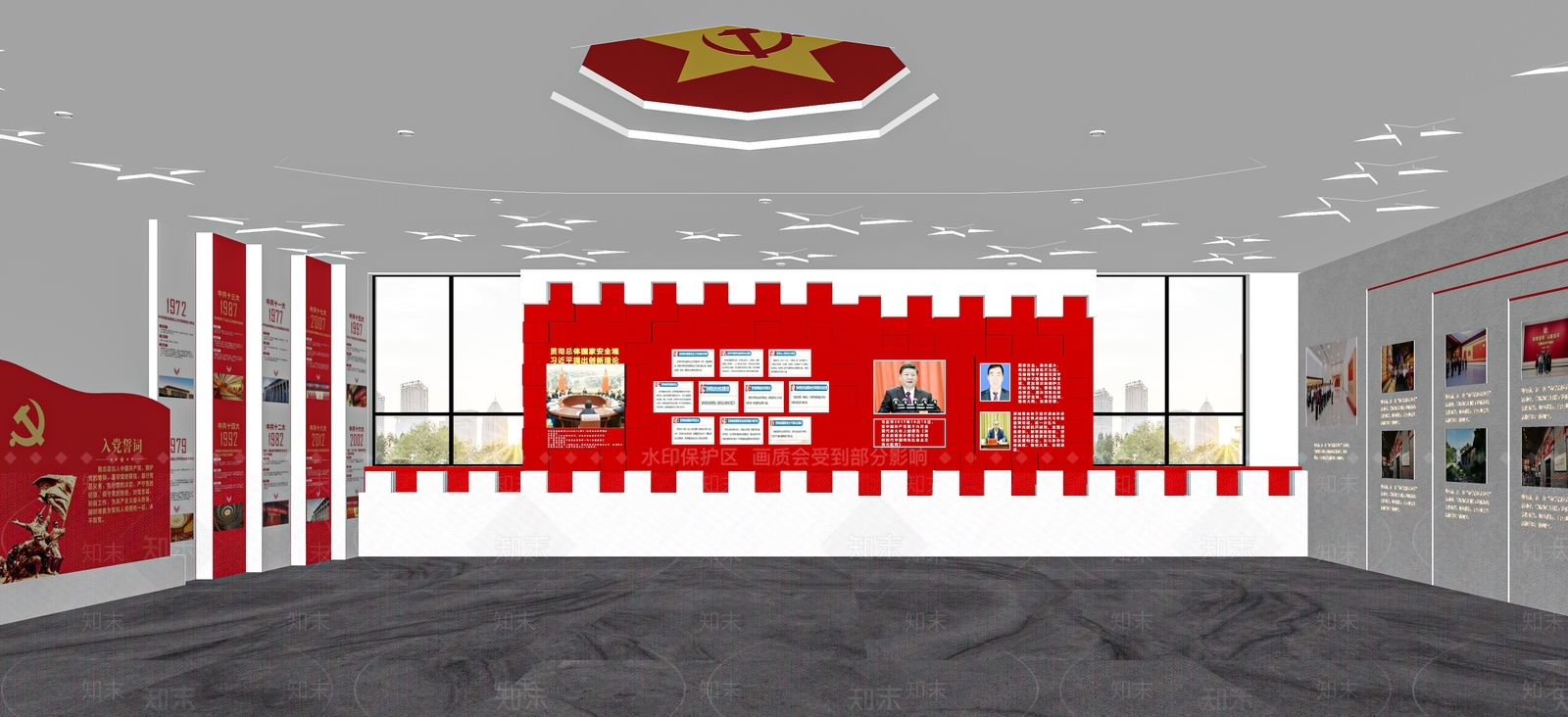 现代党建文化展厅SU模型下载【ID:1121595919】