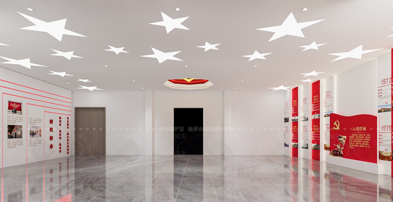 现代党建文化展厅SU模型下载【ID:1121595919】