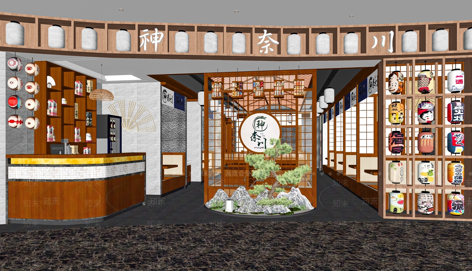 日式料理店SU模型下载【ID:1121603486】