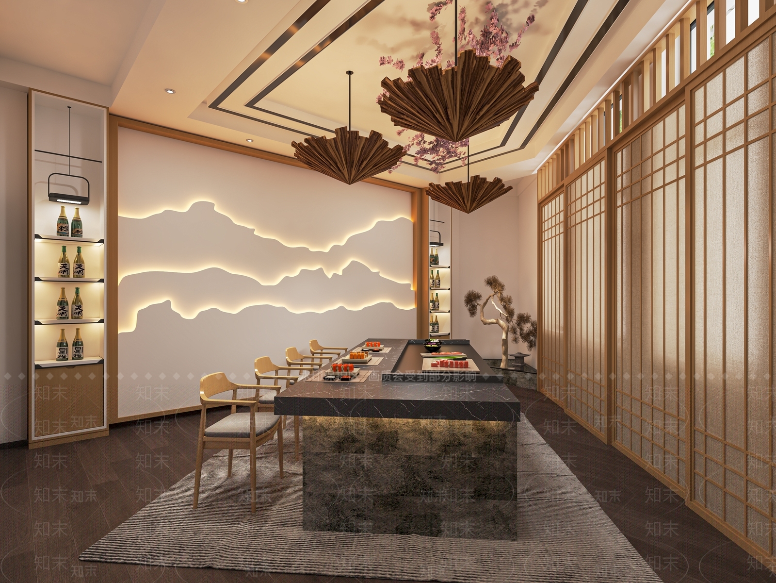 日式料理店SU模型下载【ID:1121603488】