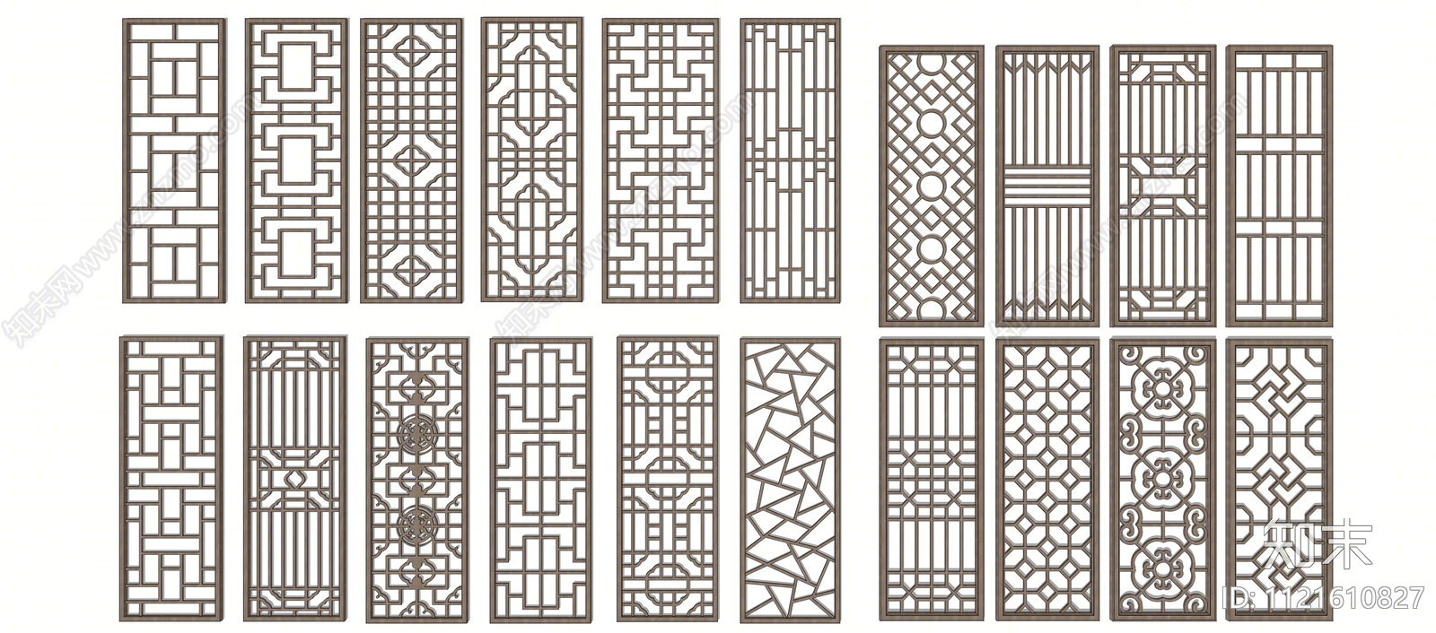 中式格栅隔断SU模型下载【ID:1121610827】