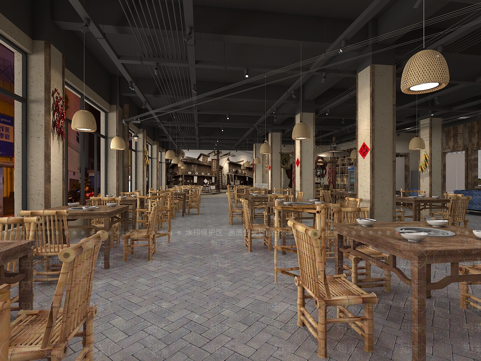 新中式火锅店3D模型下载【ID:1121626008】