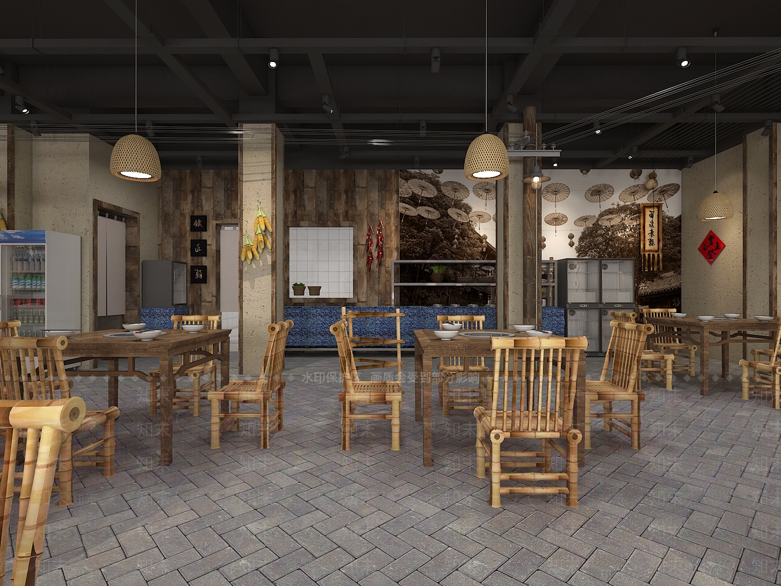 新中式火锅店3D模型下载【ID:1121626008】