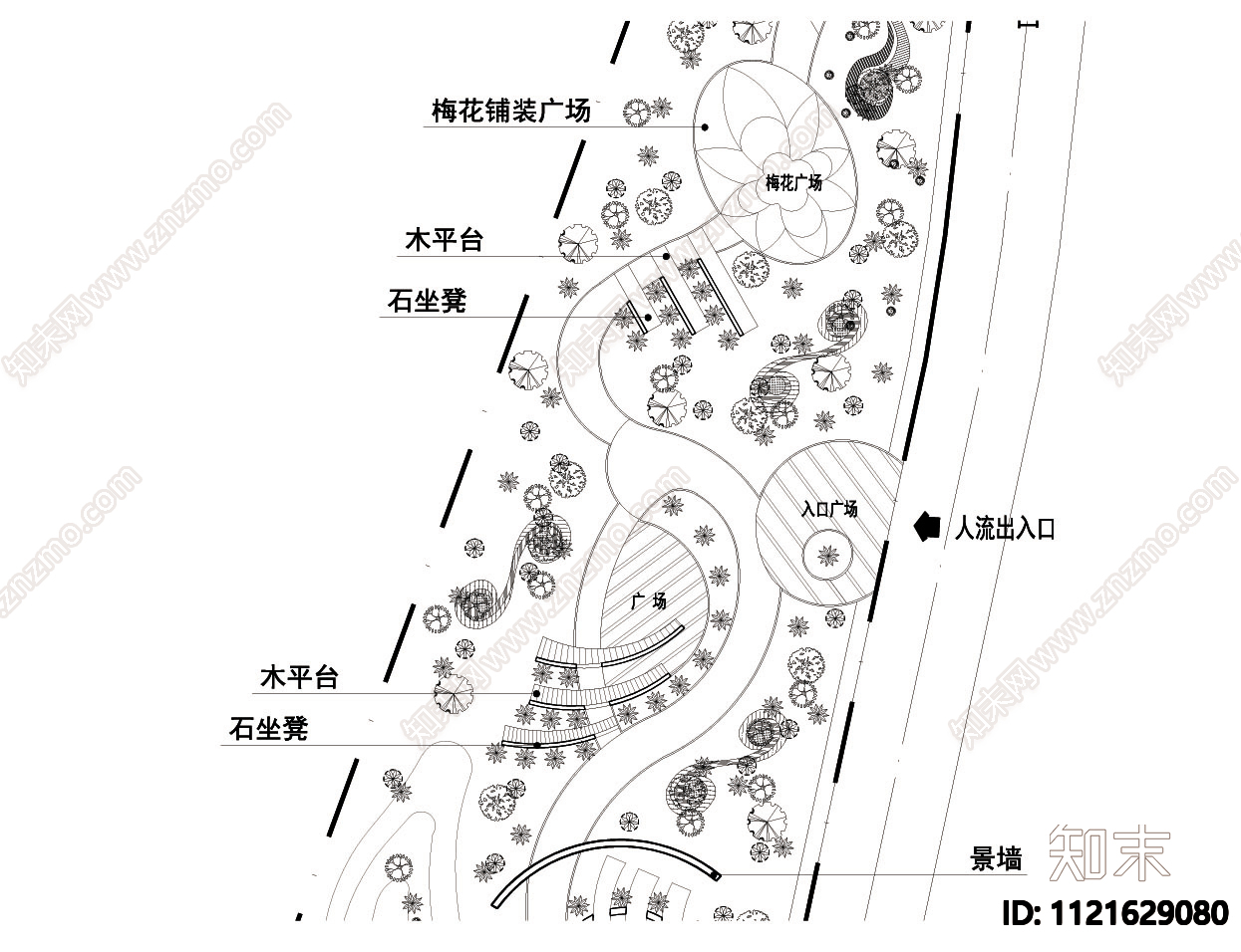 梅园景观平面图cad施工图下载【ID:1121629080】