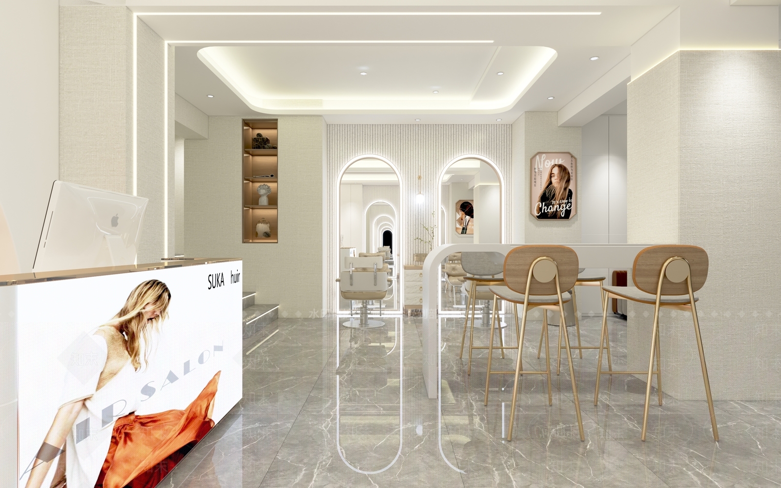 现代美发店3D模型下载【ID:1121638490】