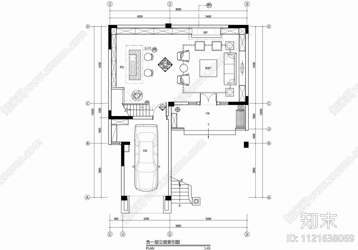 四层别墅建筑设计CAD施工图cad施工图下载【ID:1121638069】