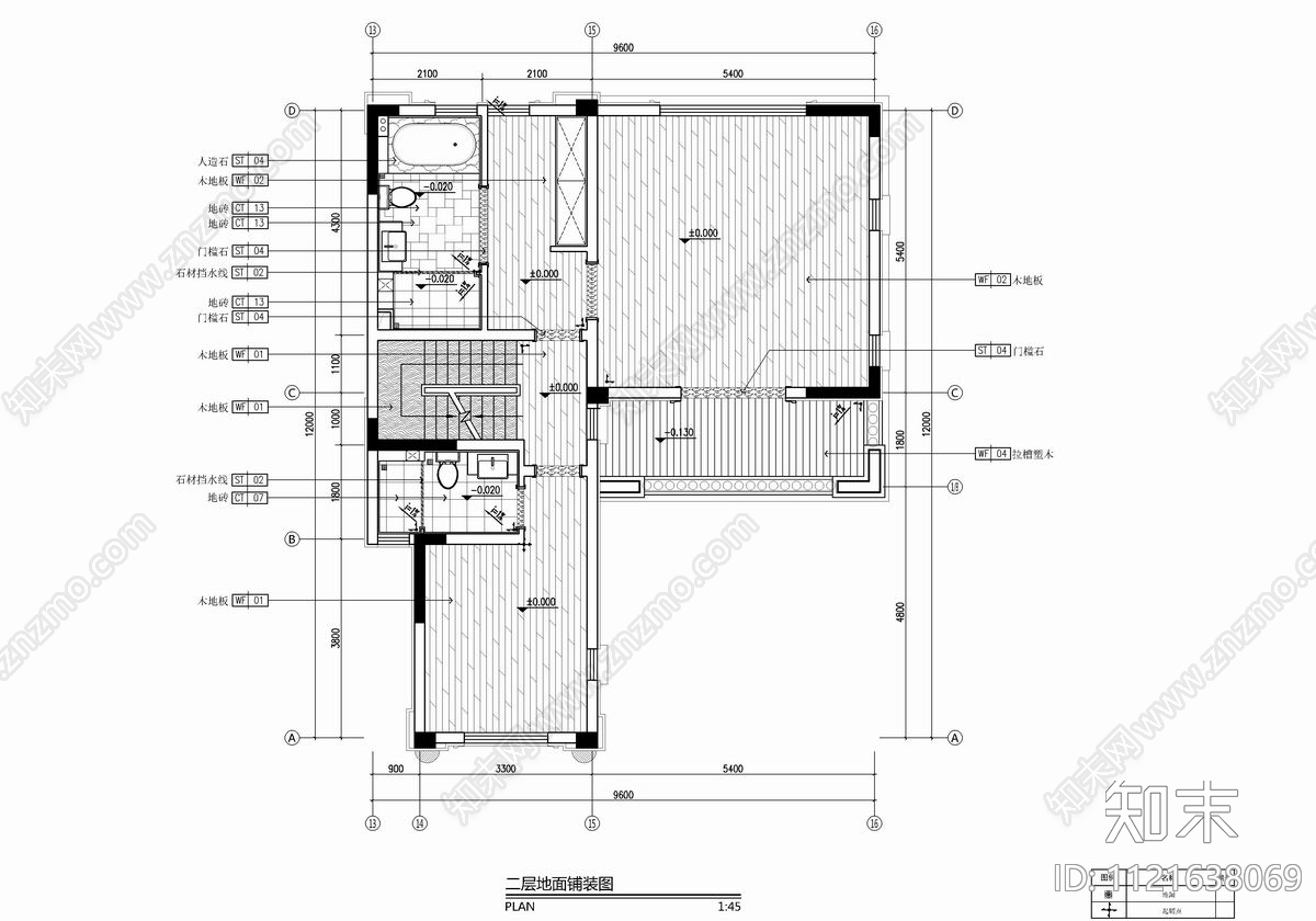 四层别墅建筑设计CAD施工图cad施工图下载【ID:1121638069】