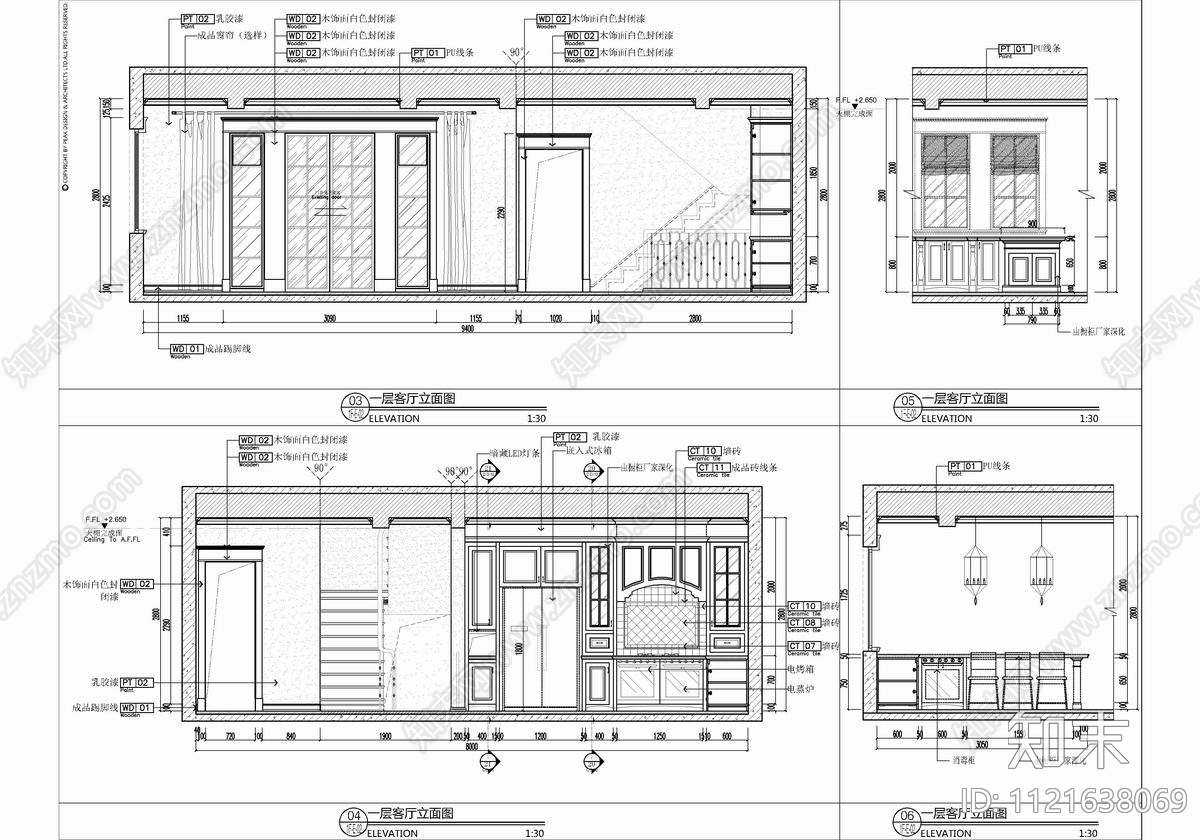 四层别墅建筑设计CAD施工图cad施工图下载【ID:1121638069】