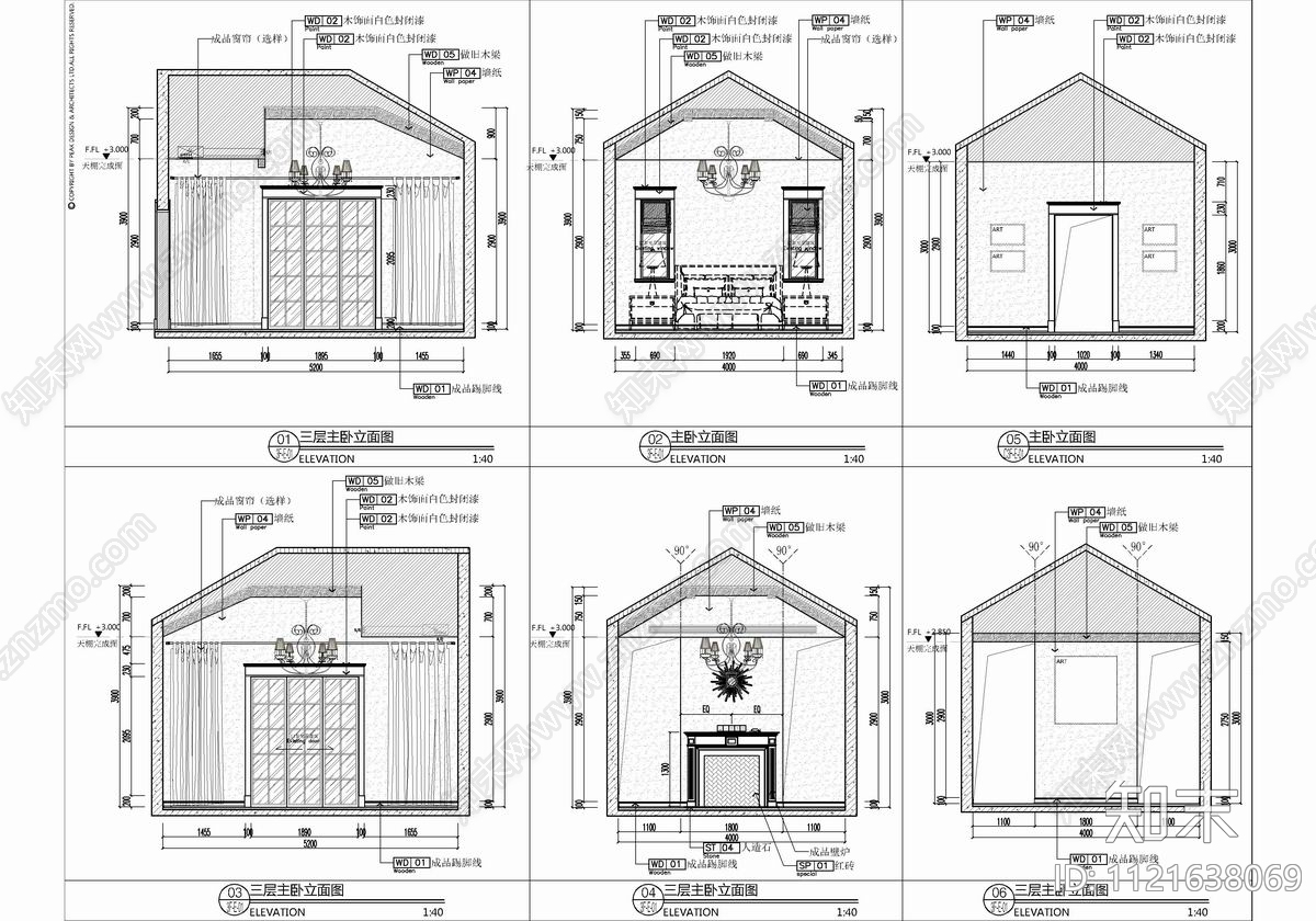 四层别墅建筑设计CAD施工图cad施工图下载【ID:1121638069】