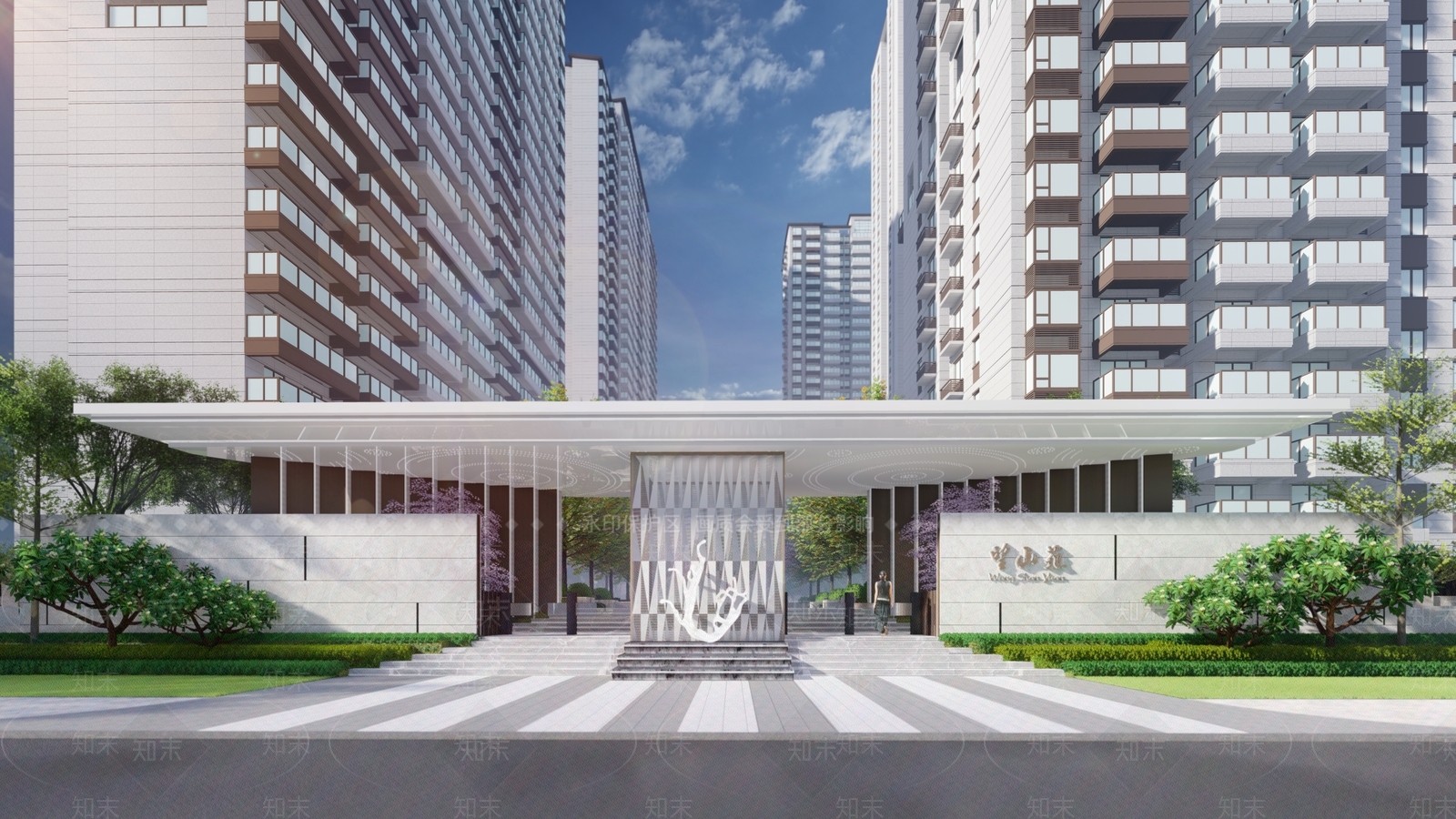 现代风格小区入口门头SU模型下载【ID:1121642891】