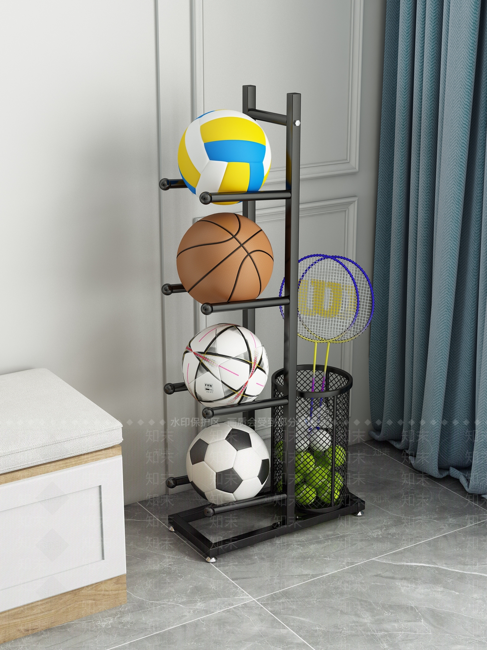 现代篮球架3D模型下载【ID:1121643127】