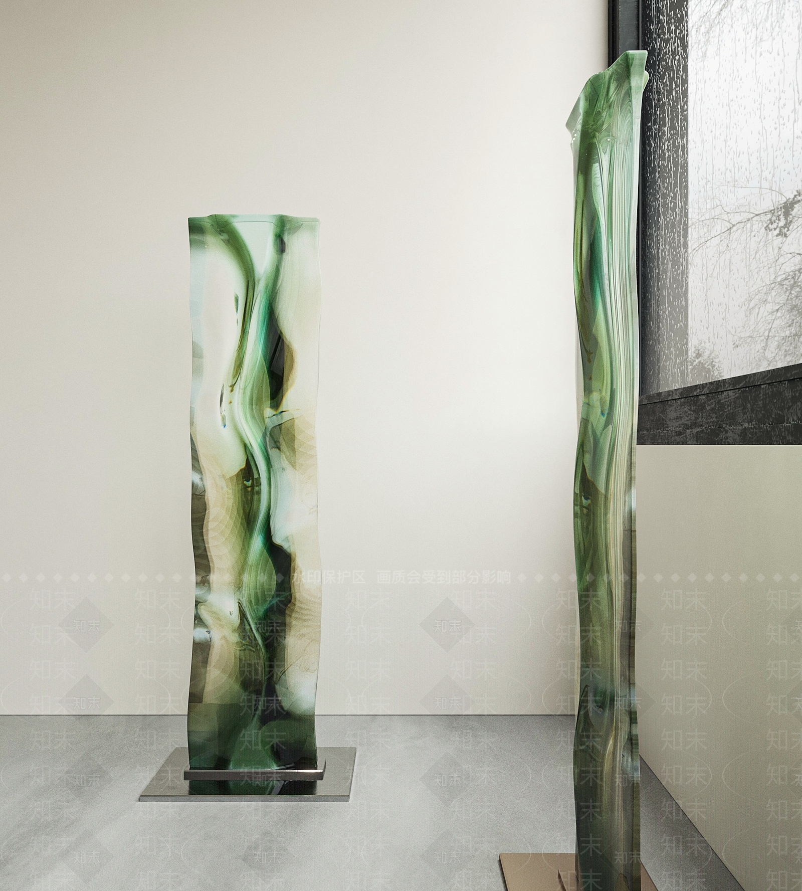 Sancal新中式玉石雕塑3D模型下载【ID:1121647174】