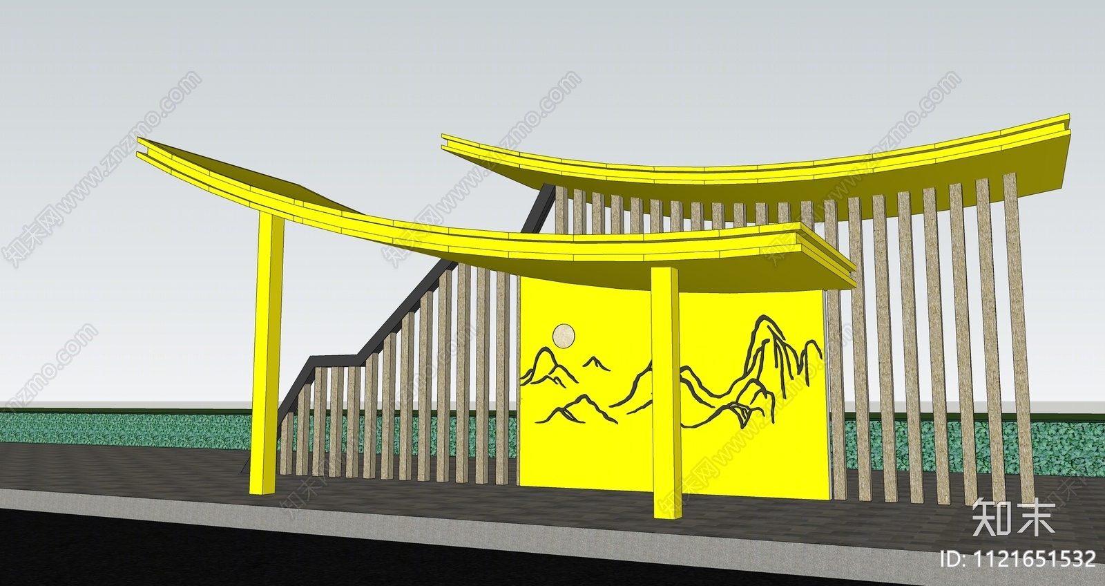现代公交站构架SU模型下载【ID:1121651532】