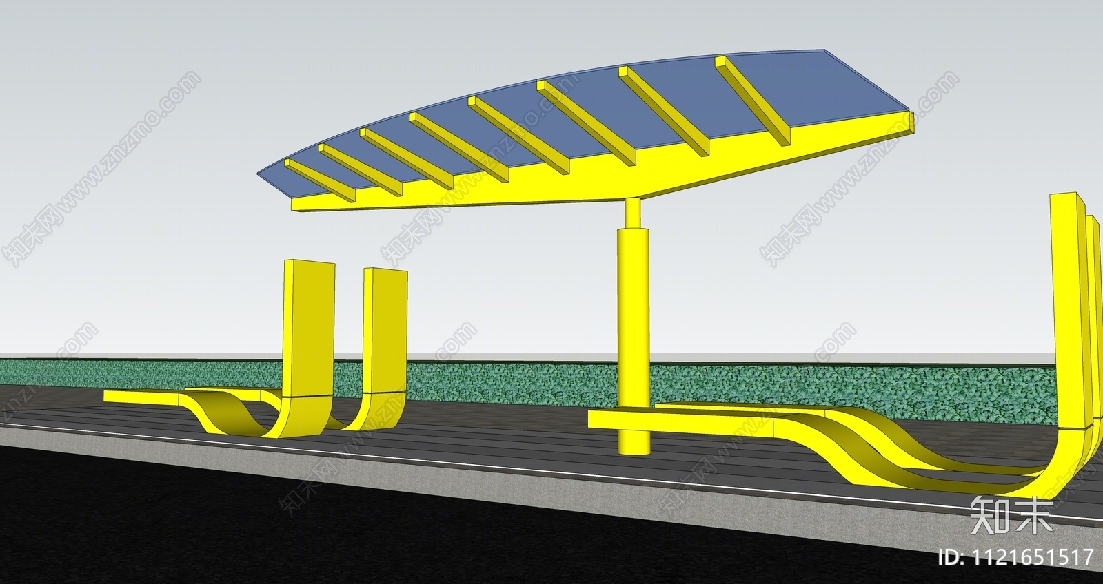 现代公交站构架SU模型下载【ID:1121651517】