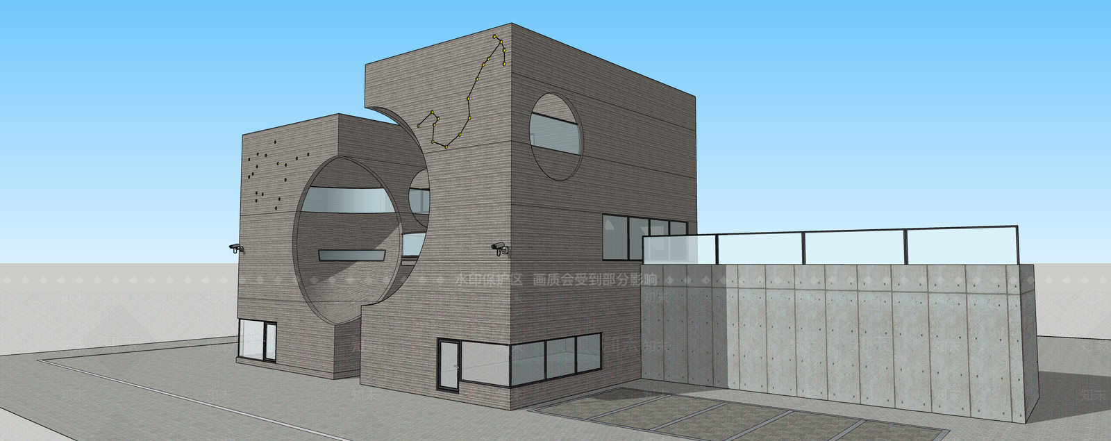 现代展览馆建筑SU模型下载【ID:1121658769】