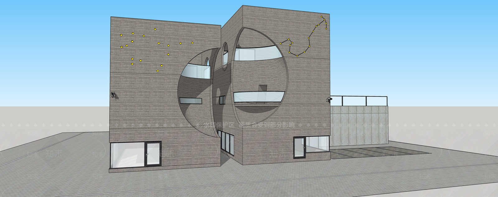现代展览馆建筑SU模型下载【ID:1121658769】