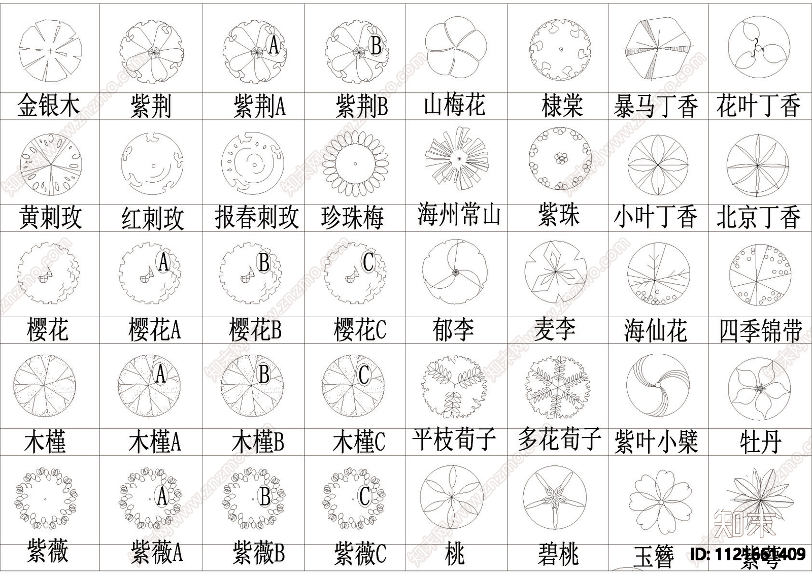 北部植物平面图块施工图下载【ID:1121661409】