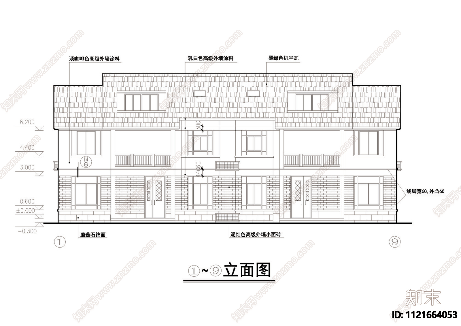 乡村双拼别墅建筑结构图施工图施工图下载【ID:1121664053】