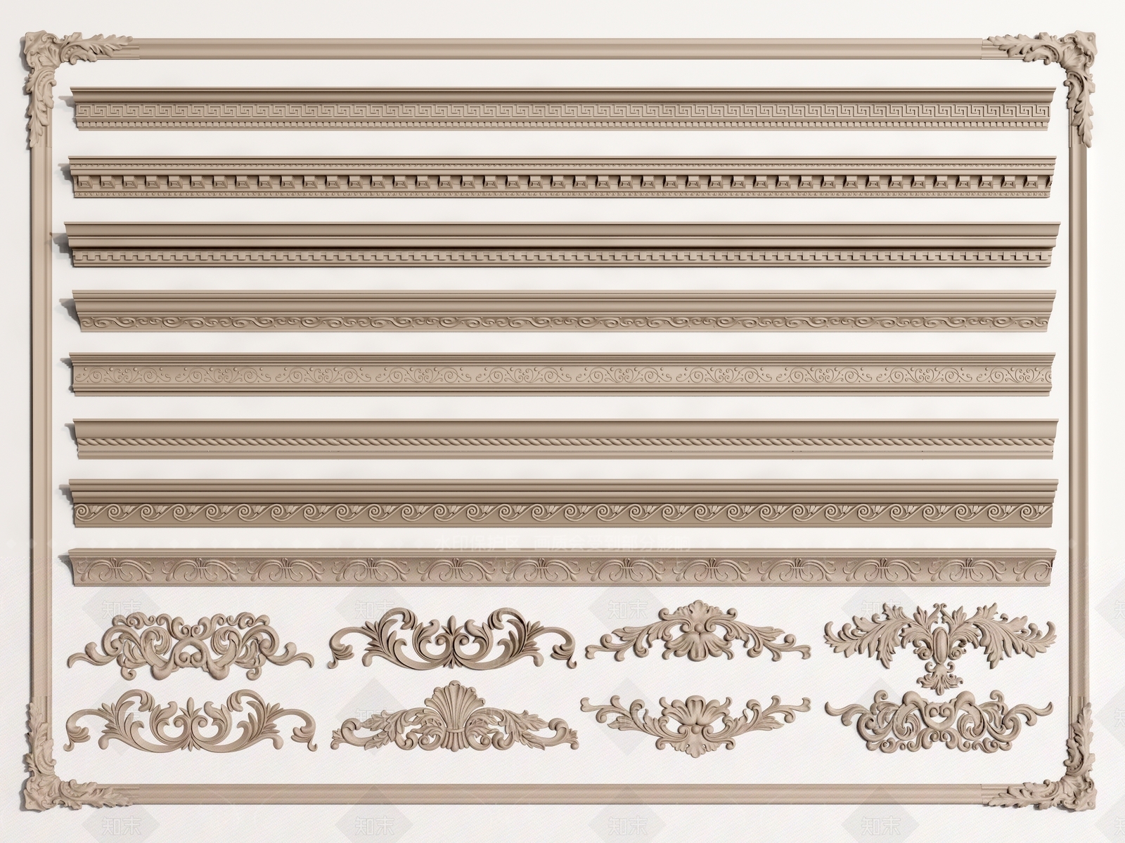 欧式古典欧式石膏线3D模型下载【ID:1121664326】