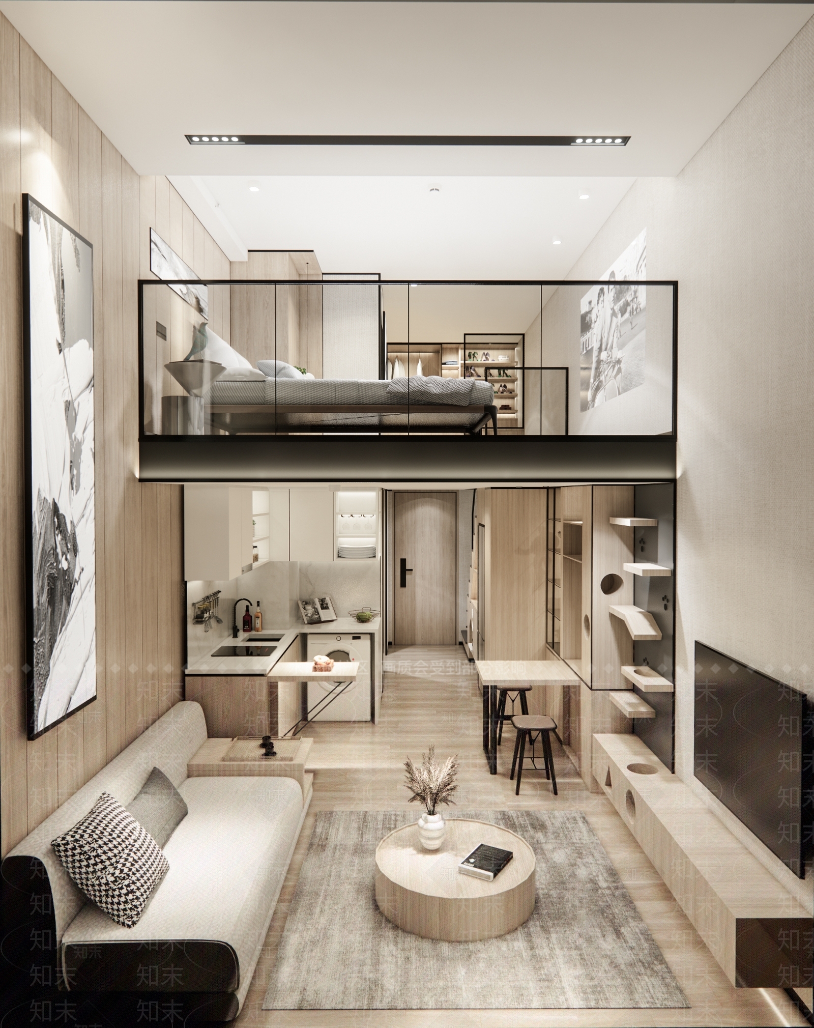 现代LOFT公寓SU模型下载【ID:1121674246】