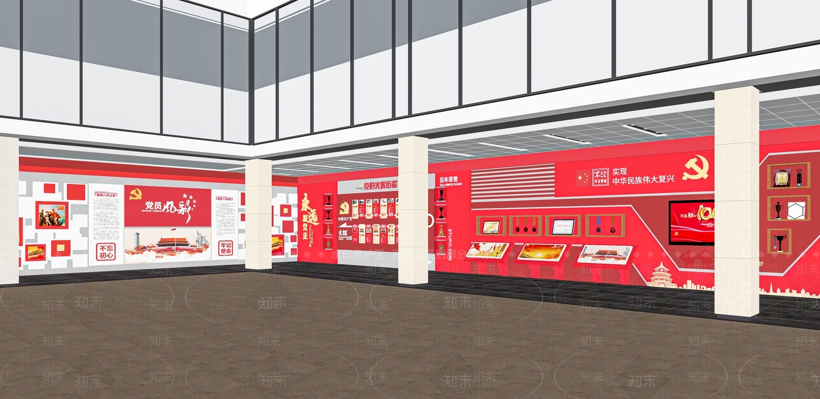 现代党建文化展厅SU模型下载【ID:1121674976】