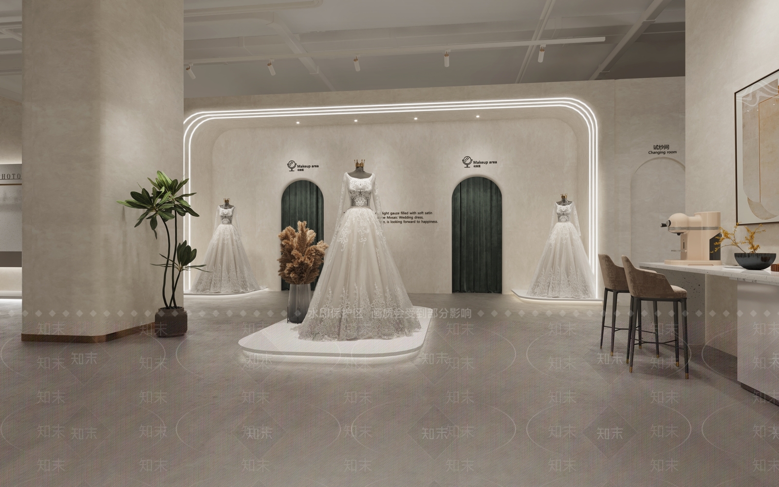 侘寂婚纱礼服店3D模型下载【ID:1121678434】