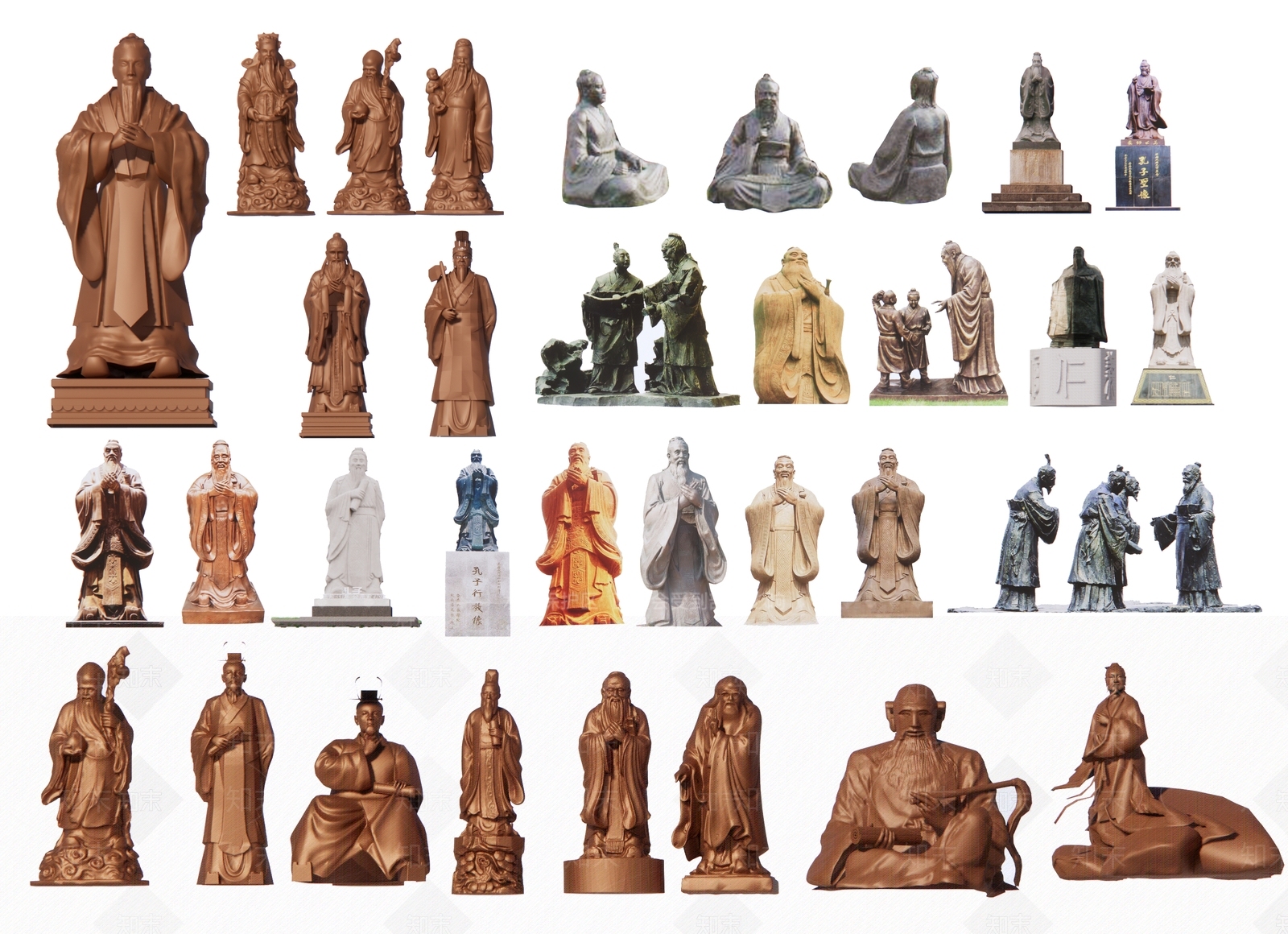 2D中式人物雕像SU模型下载【ID:1121679747】