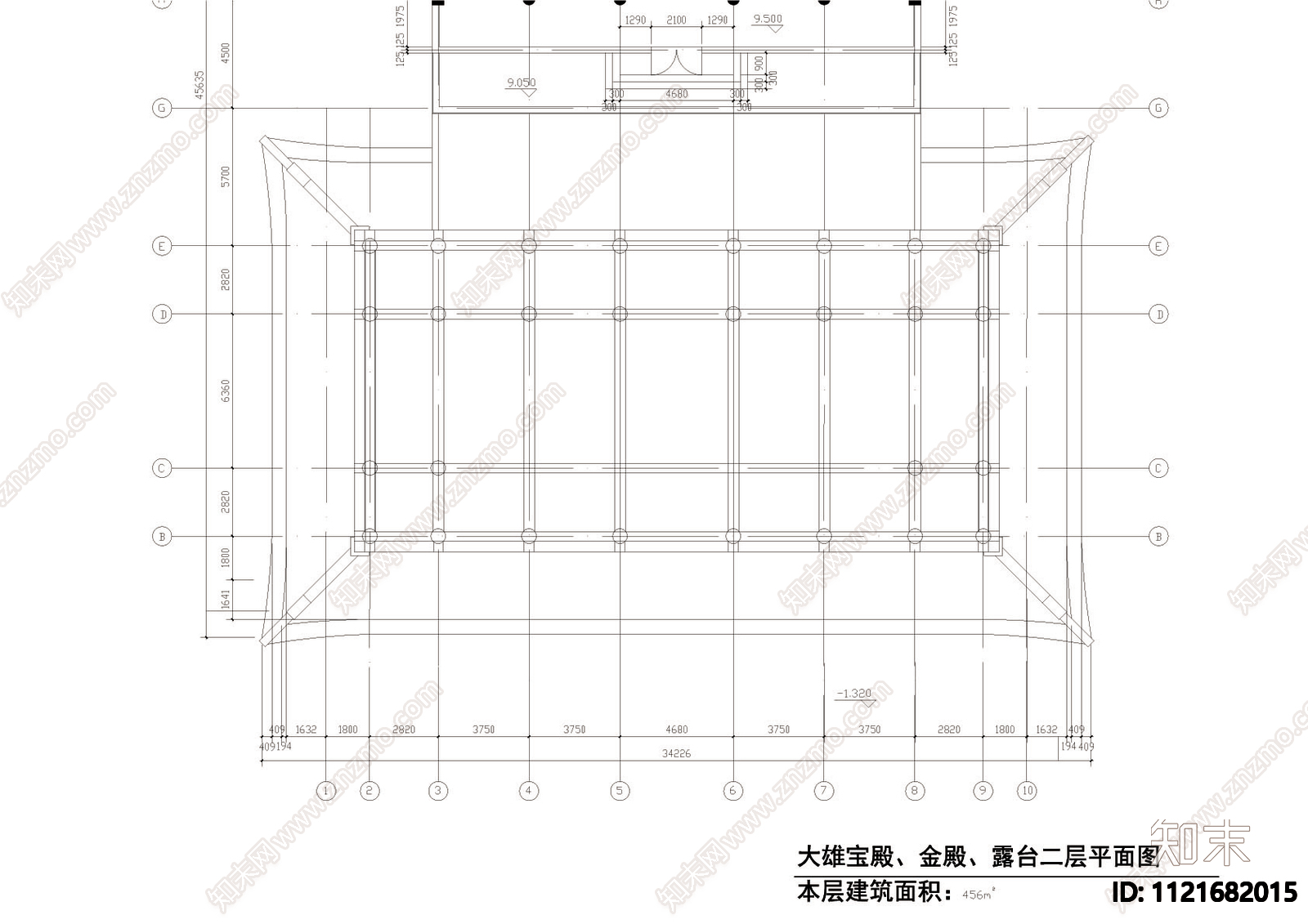 中式华藏寺大雄宝殿cad图施工图下载【ID:1121682015】