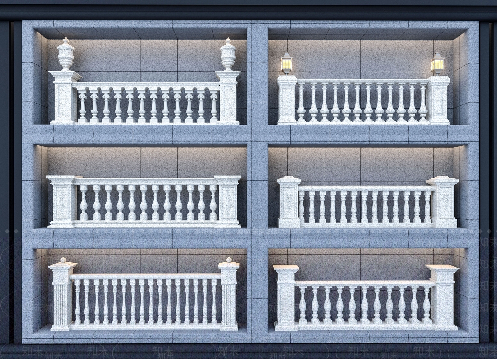 简欧雕塑栏杆3D模型下载【ID:1121689457】