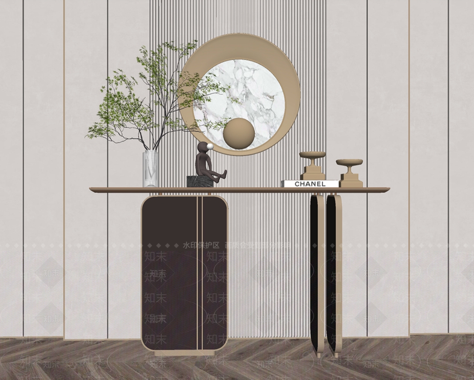 现代金属端景条案SU模型下载【ID:1121690277】